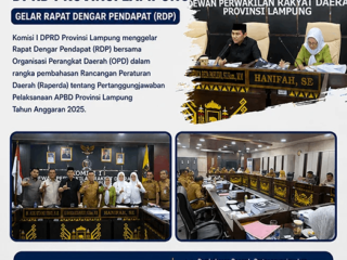 Komisi I DPRD Lampung Gelar RDP Bahas Pertanggungjawaban APBD 2025 Mitra Kerja